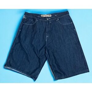 PJ MARK JEAN SHORTS FLAT FRONT Baggy Y2K Hip Hop‎ Style Embroidered Size 40 EUC